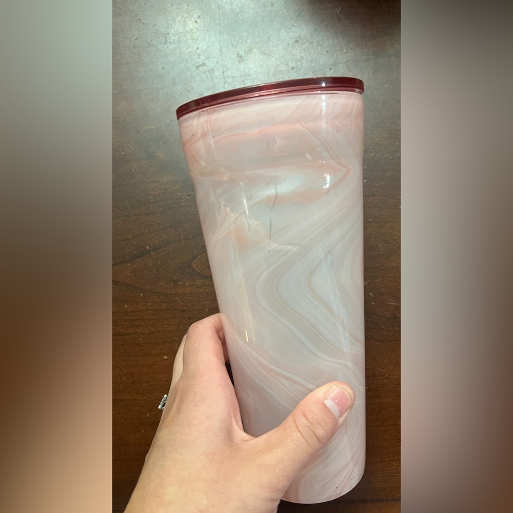 Starbucks Pink marbled glass 20oz 2017 preloved collector coffee cup tumbler - Picture 4 of 7